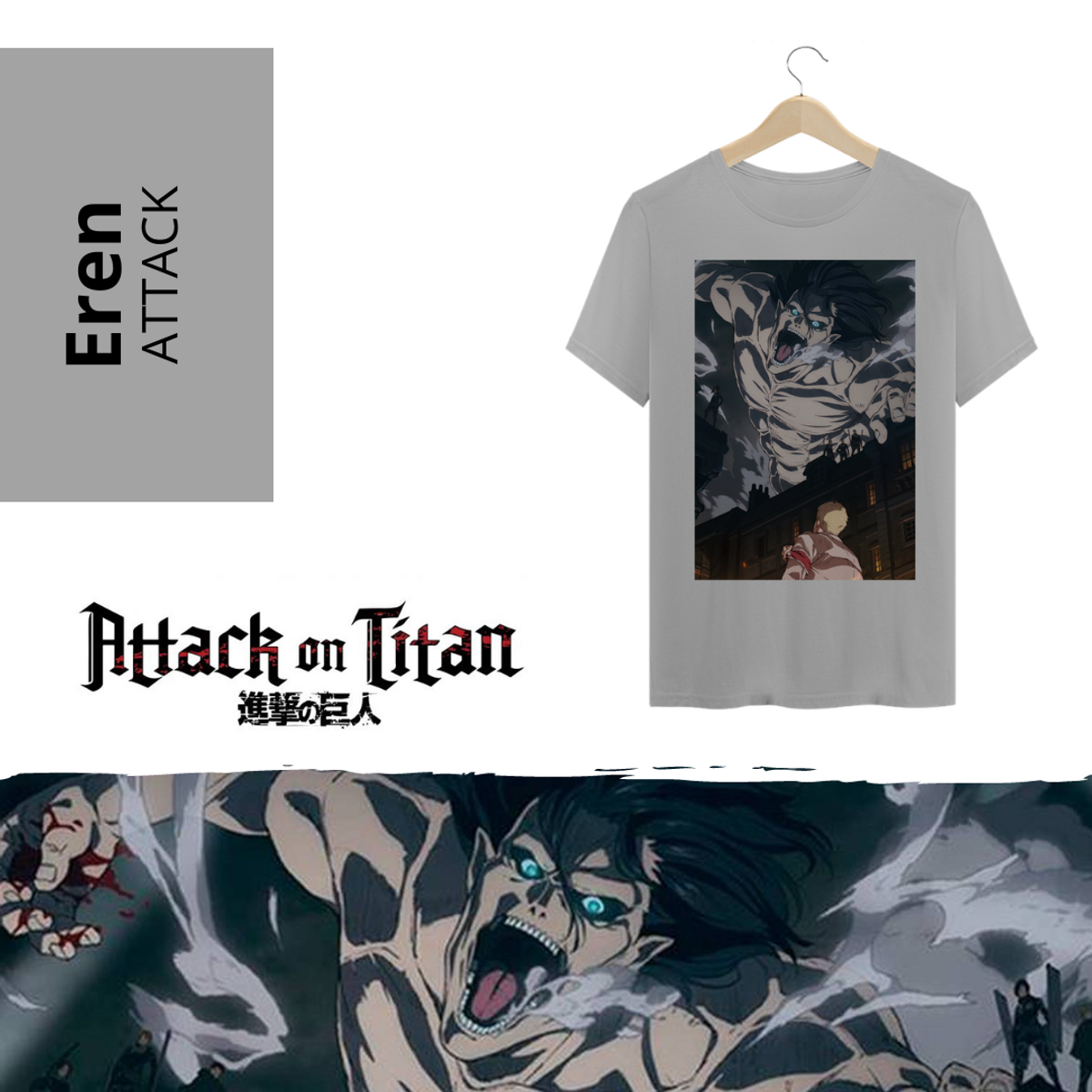 Nome do produto: Camiseta Eren Attack