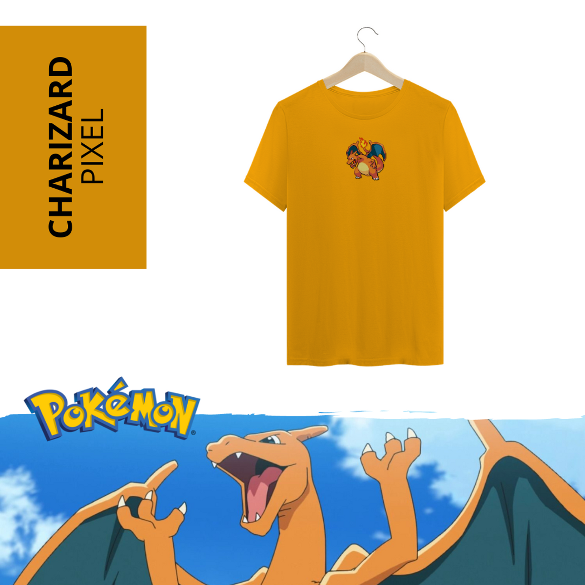 Nome do produto: Camiseta Charizard Pixel