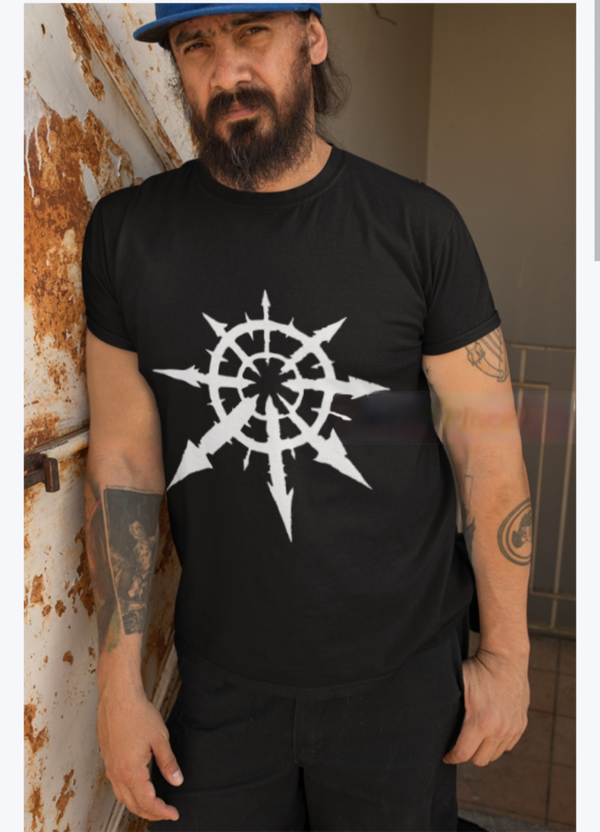 Nome do produto: Camiseta Estrela Warhammer Magia do Caos (branca)