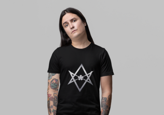 Camiseta hexagrama unicursal prata