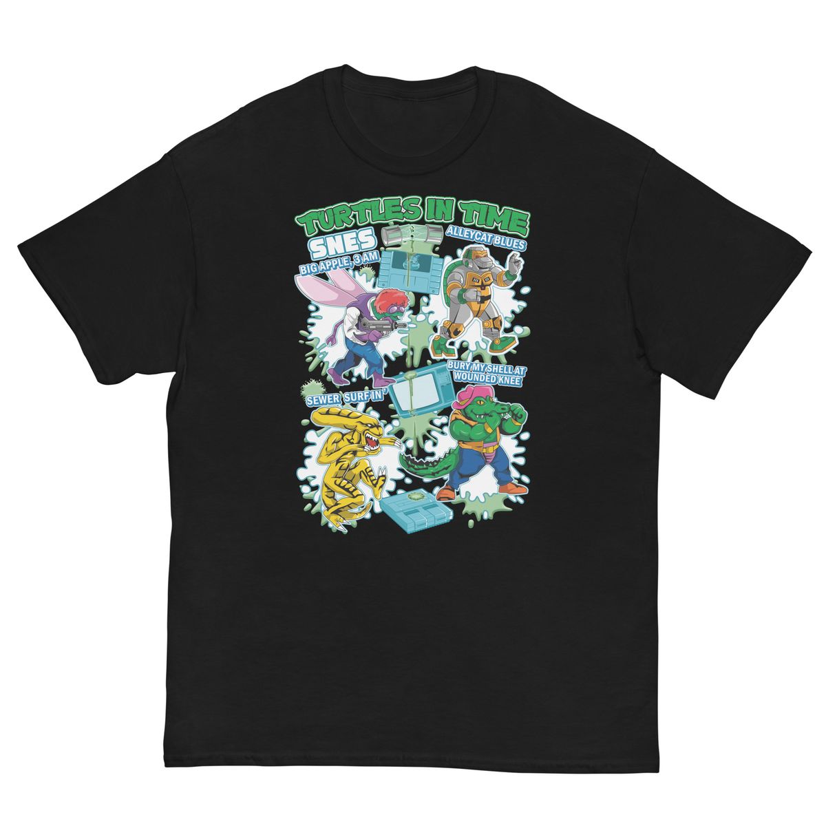 Nome do produto: Camiseta Turtles in Time - SNES