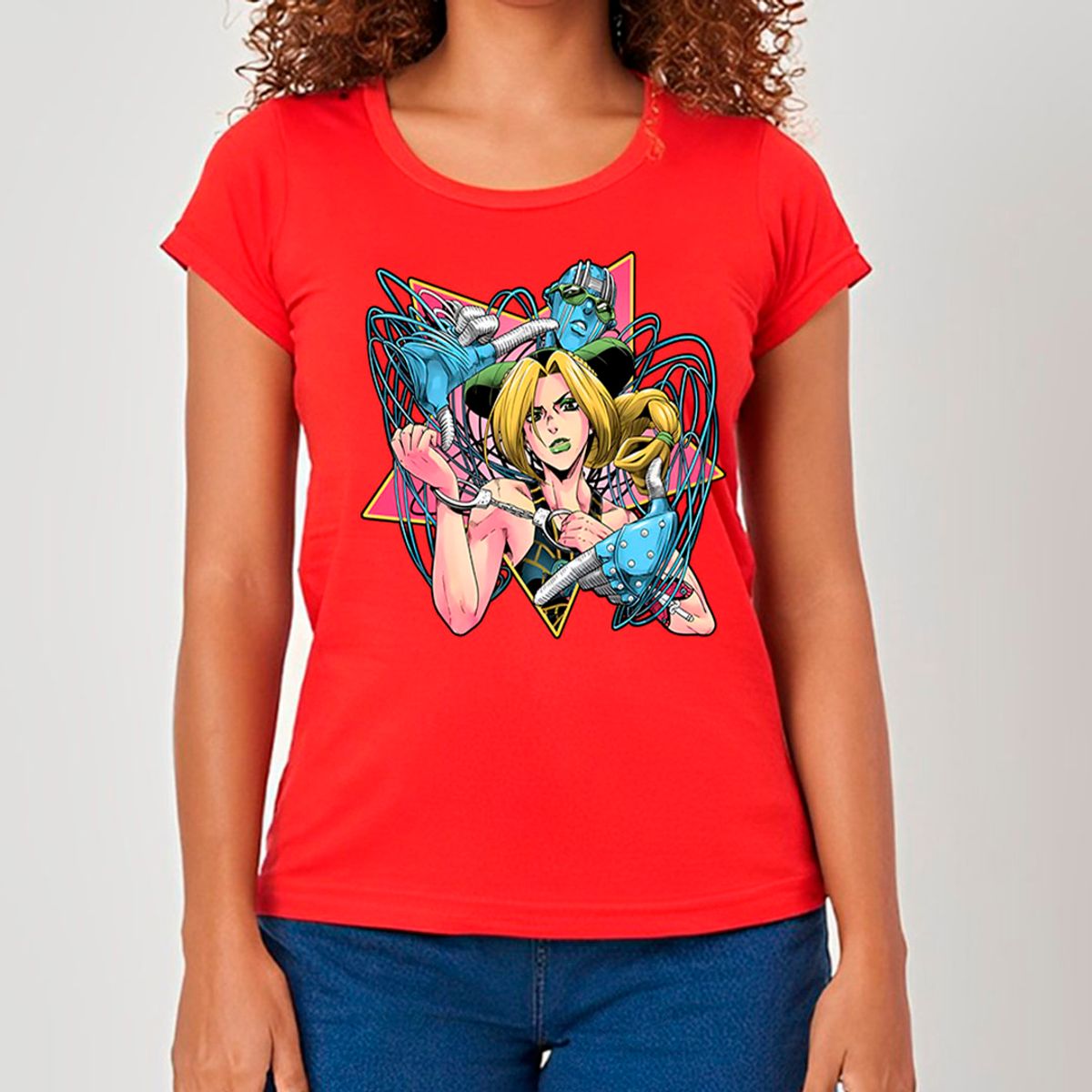 Nome do produto: Jolyne e Stone Free - Jojo\'s Bizarre Adventure | Camiseta Feminina