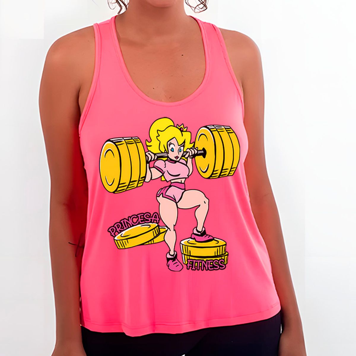 Nome do produto: Princesa Fitness Peach - Mario | Regata Sport UV Feminina