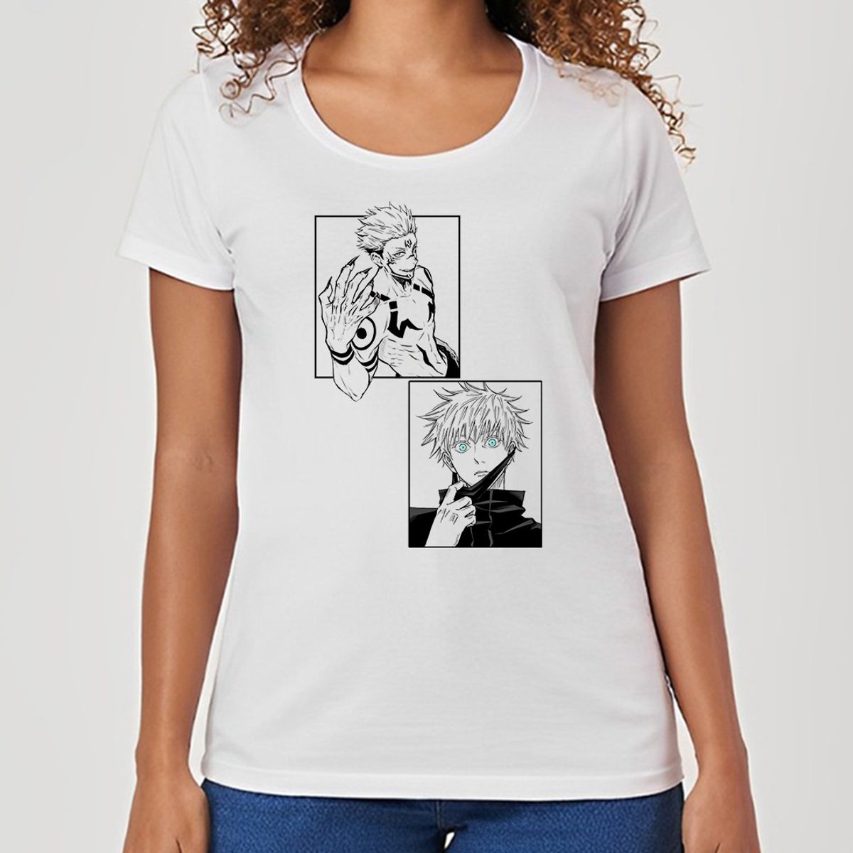 Nome do produto: Gojo vs Sukuna | Jujutsu Kaisen - Camiseta Feminina