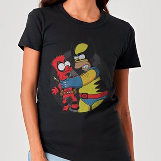 Nome do produtoDeadpool e Wolverine em Os Simpsons | Camiseta Feminina
