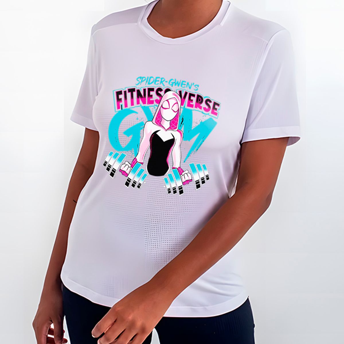 Nome do produto: Fitness Verse - Spider Gwen\'s Aranhaverso | Camiseta Feminina Sport UV