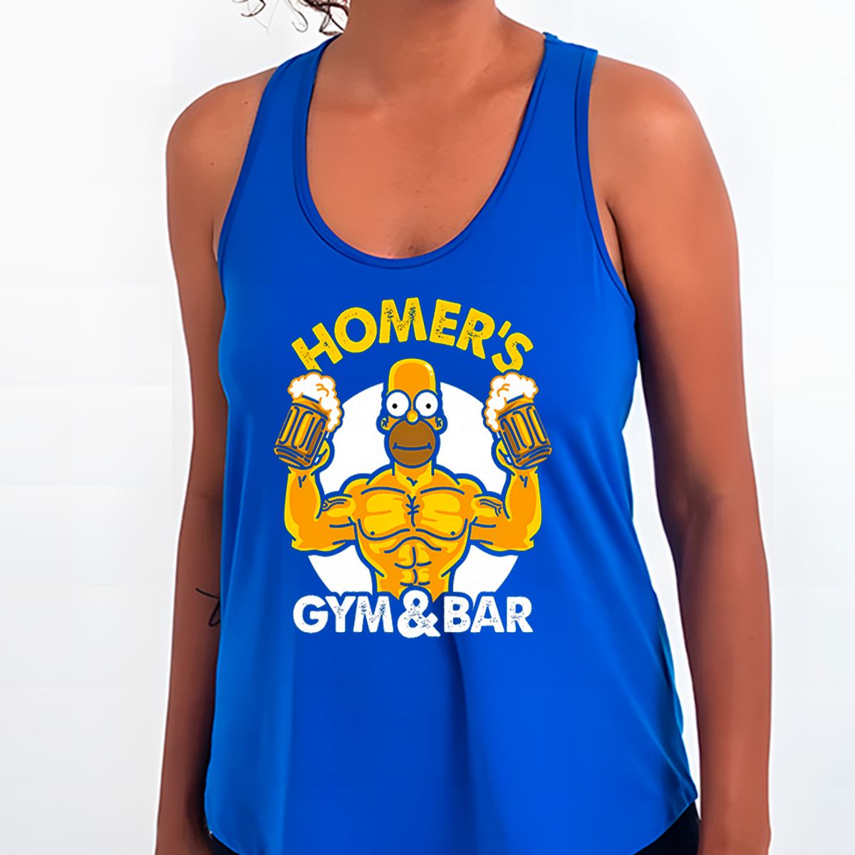 Nome do produto: Homer Simpson Musculoso | Regata Sport UV Feminina