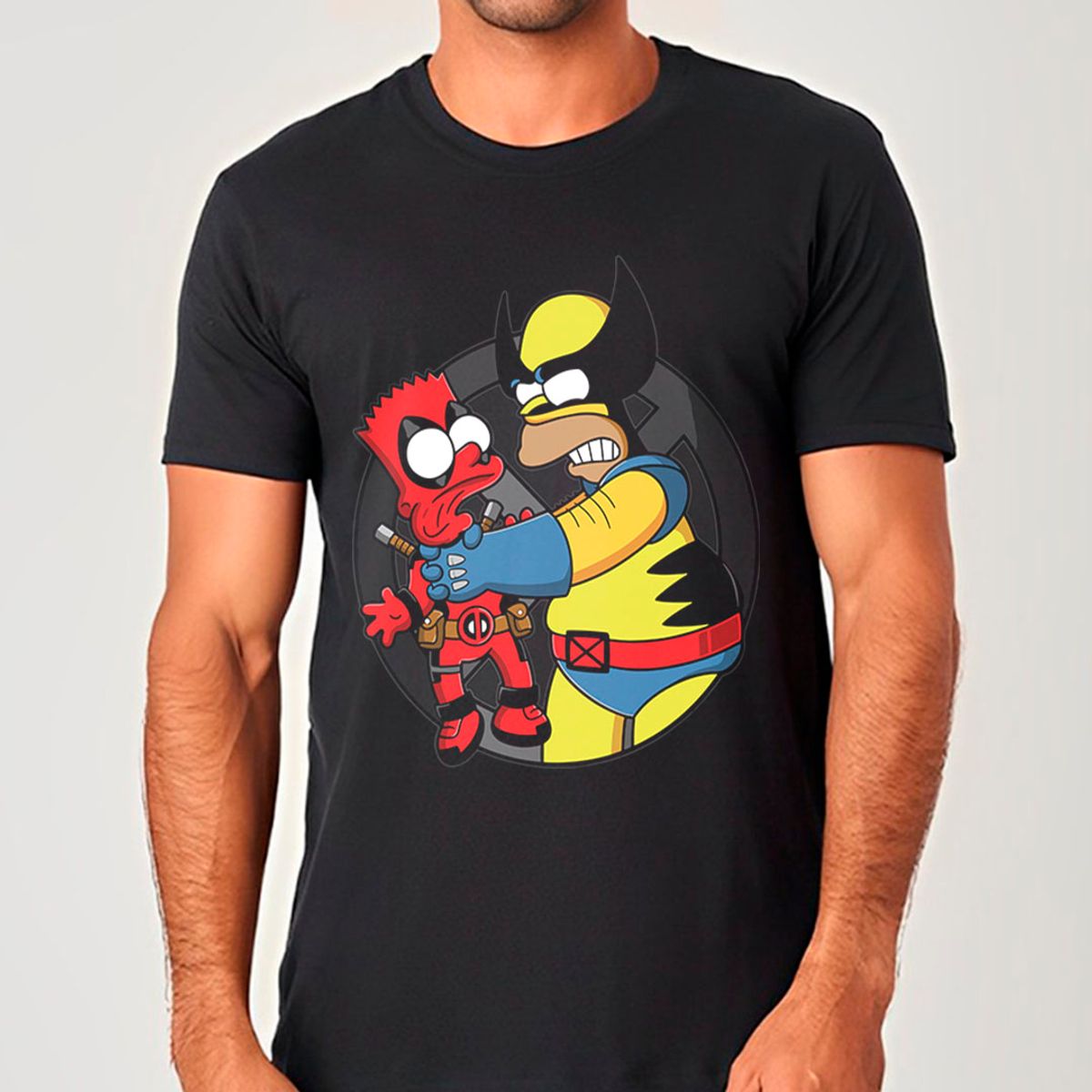 Nome do produto: Deadpool e Wolverine em Os Simpsons | Camiseta Unissex