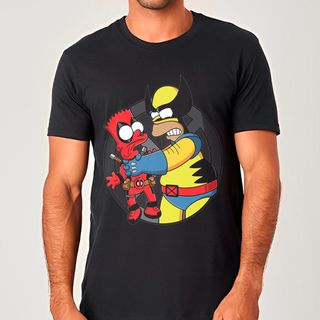Nome do produtoDeadpool e Wolverine em Os Simpsons | Camiseta Unissex