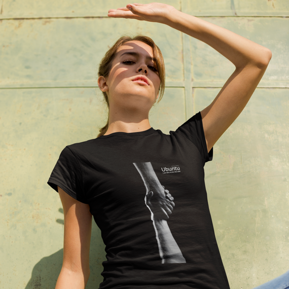 Camiseta Feminina - Ubuntu Rise Up Bro Black