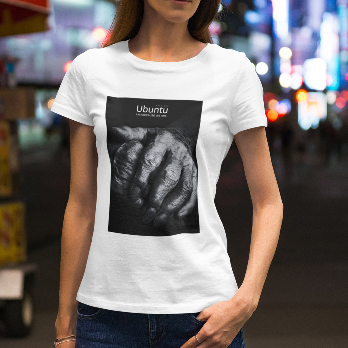 Nome do produto: Camiseta Feminina - Ubuntu Tired Hand White