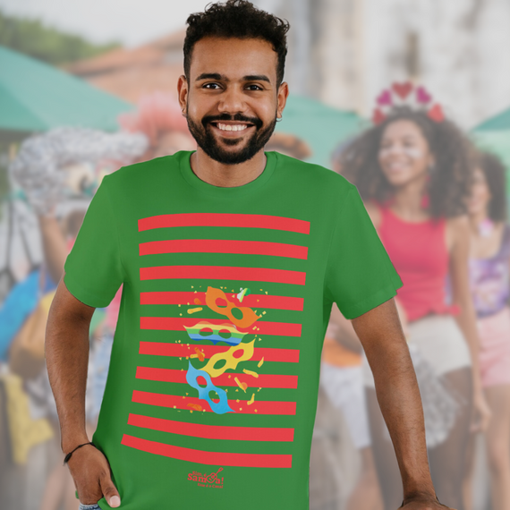 Camiseta Clássica Masculina - Carnaval vermelho e Verde