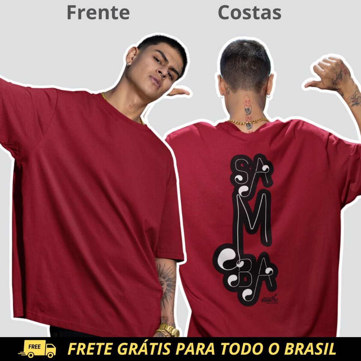 Nome do produto: Camiseta Masculina Oversized - Samba