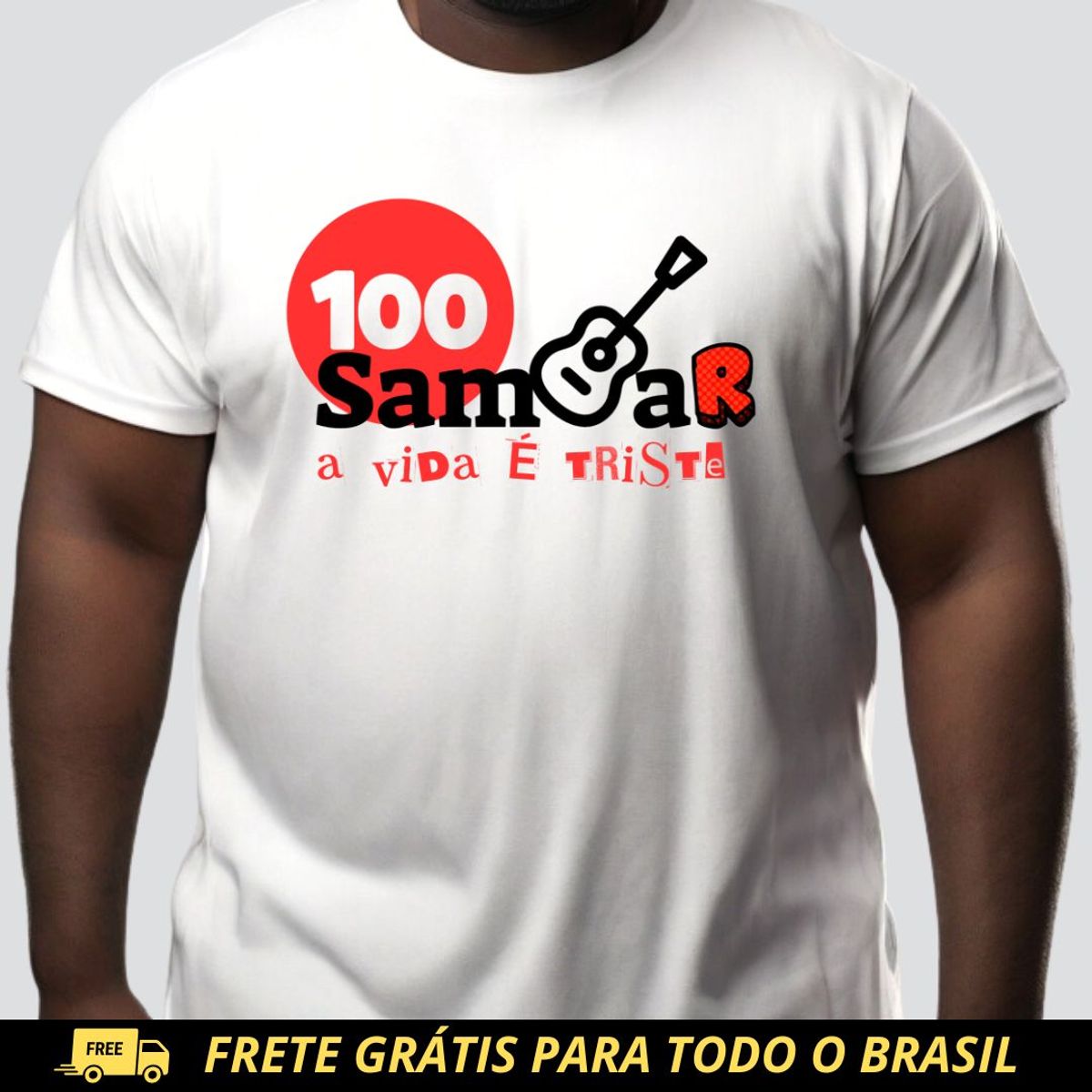 Nome do produto: Camiseta Plus Size - Sem Sambar a Vida é Triste