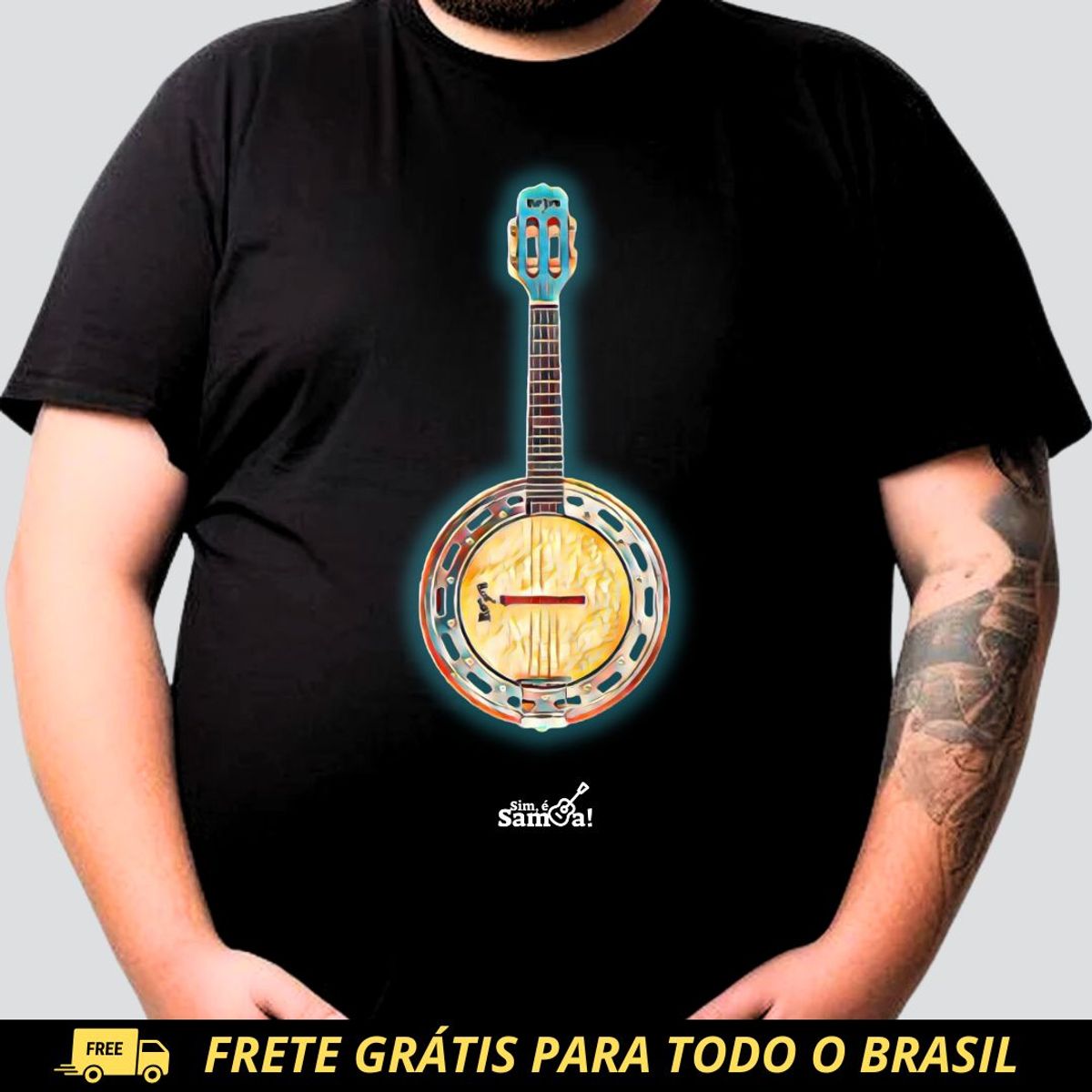 Nome do produto: Camiseta Plus Size - Banjo Sim é Samba