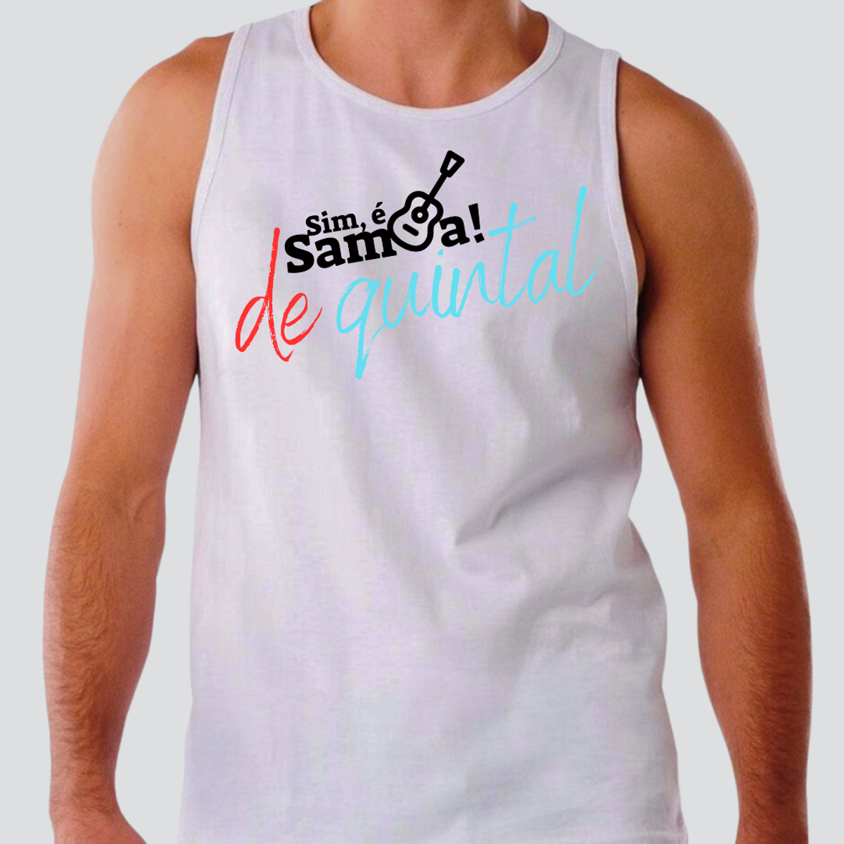 Nome do produto: Camiseta Regata Masculina - Sim é Samba de Quintal