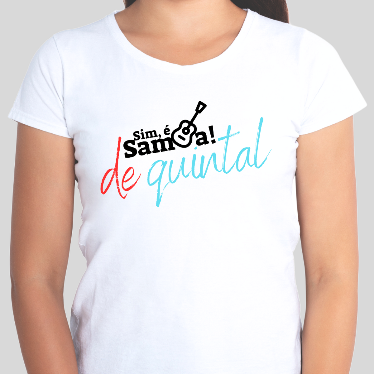 Nome do produto: Camiseta Baby Long Clássica Feminina - Sim é Samba de Quintal