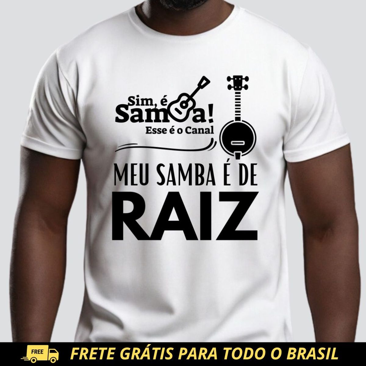 Nome do produto: Camiseta Prime Masculina - Meu Samba é de Raiz