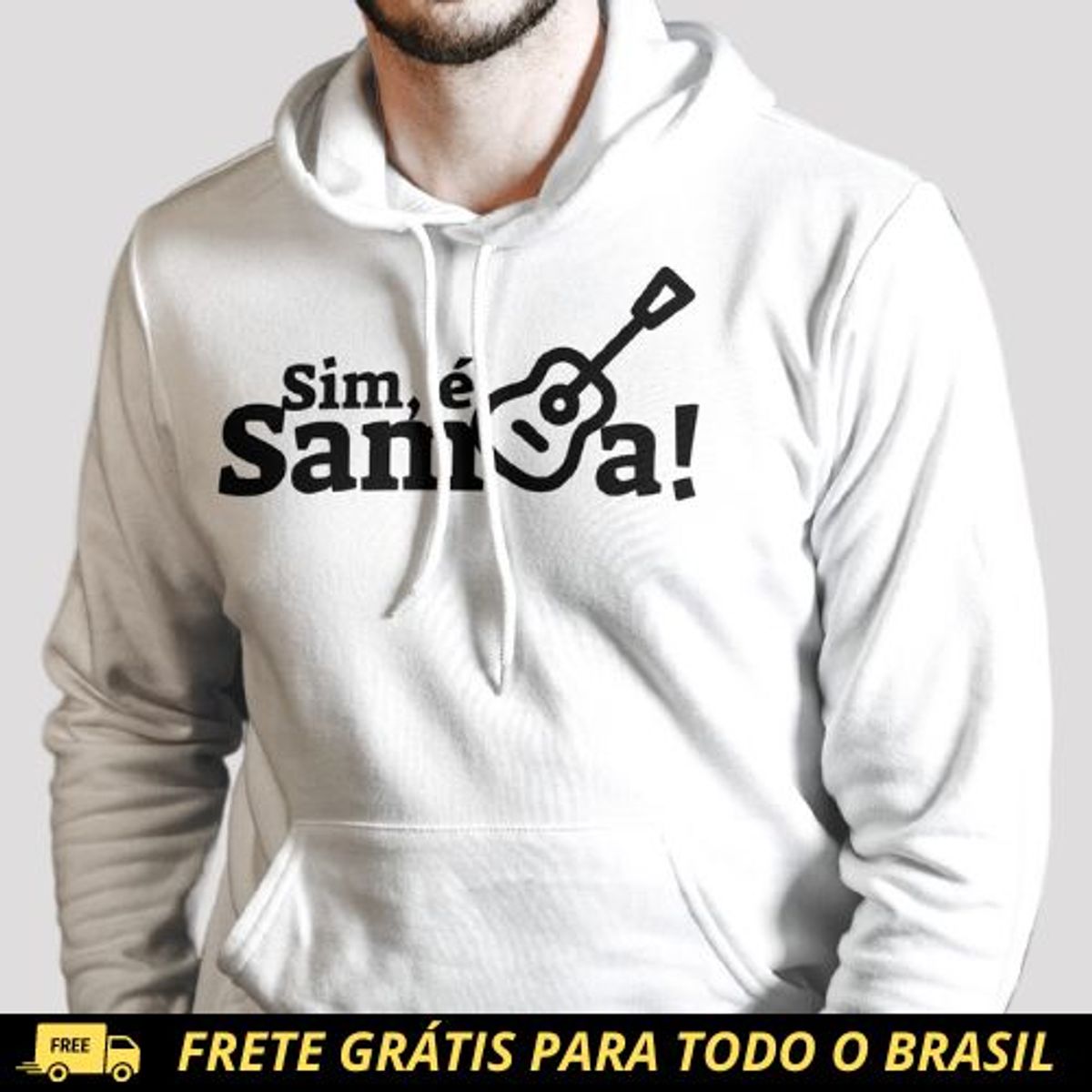 Nome do produto: Blusão de Moletom Canguru - Sim é Samba