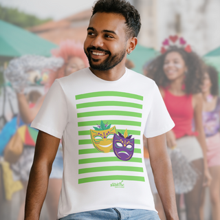 Nome do produtoCamiseta Clássica Masculina - Carnaval Verde e branco