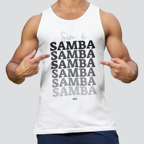 Camiseta Regata Masculina - Sim é Samba Degradê