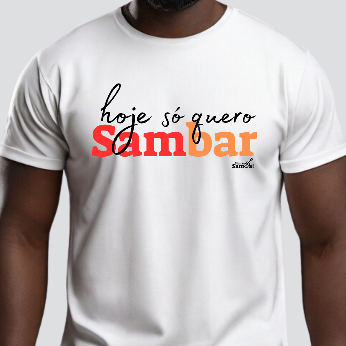 Nome do produto: Camiseta Clássica Masculina - Hoje só Quero Sambar