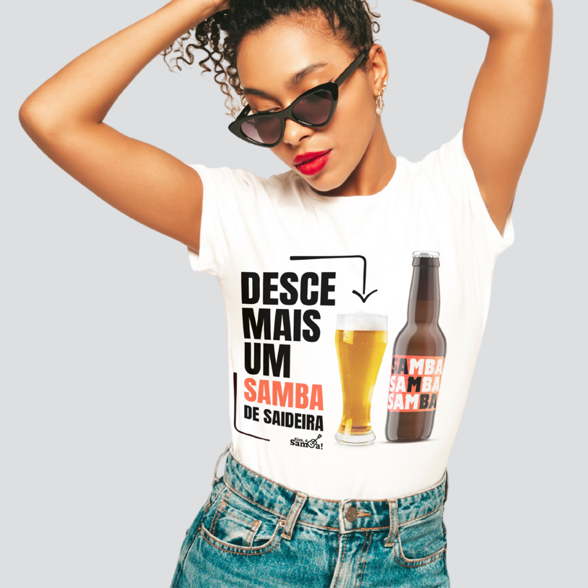 Nome do produto: Camiseta Baby Long Feminina - Desce Mais Um Samba de Saideira