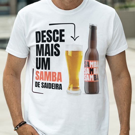 Camiseta Clássica Masculina - Desce Mais Um Samba de Saideira