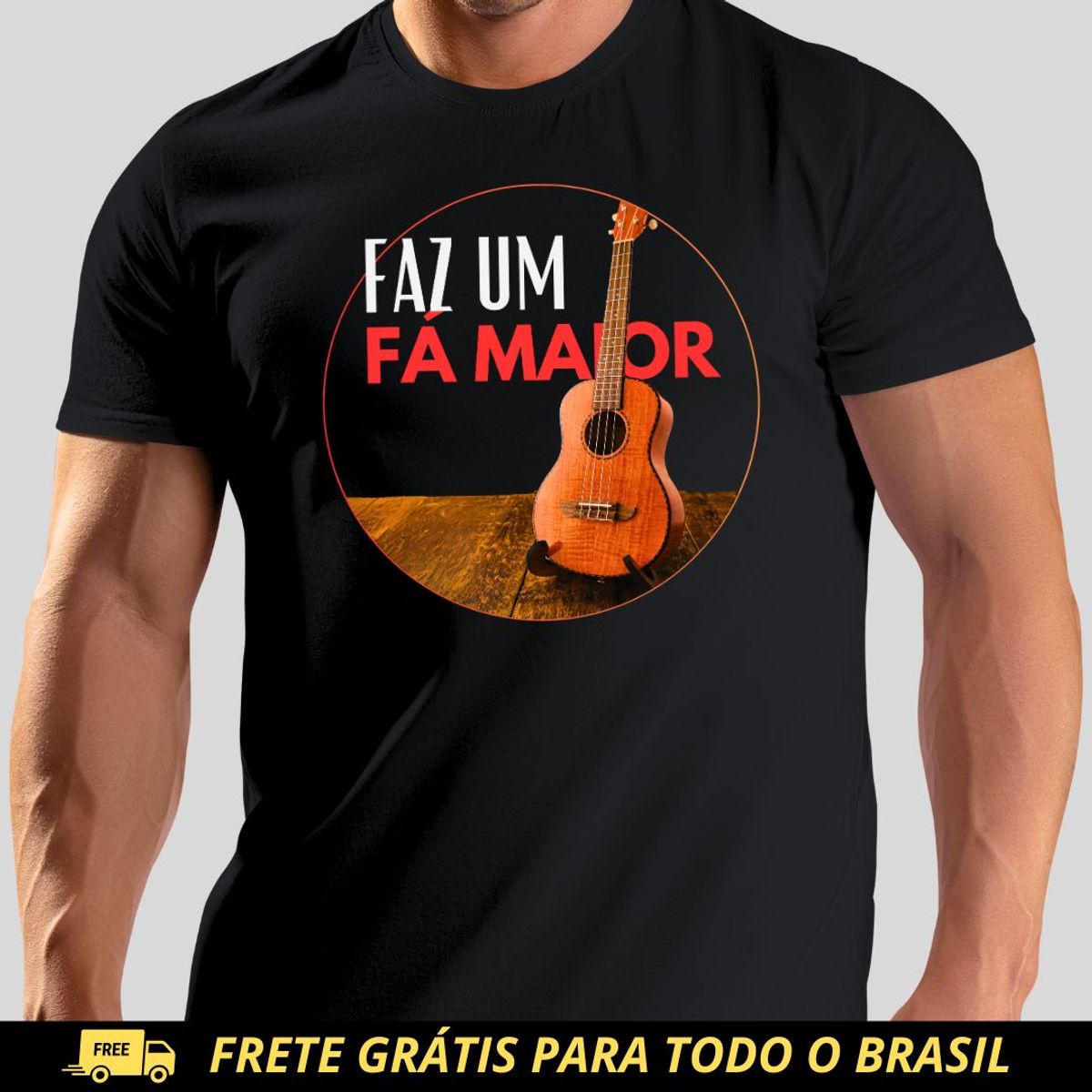 Nome do produto: Camiseta Prime Masculina - Faz um Fá Maior - Sim, é Samba!