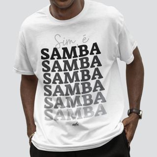 Camiseta Clássica Masculina - Sim é Samba Degradê