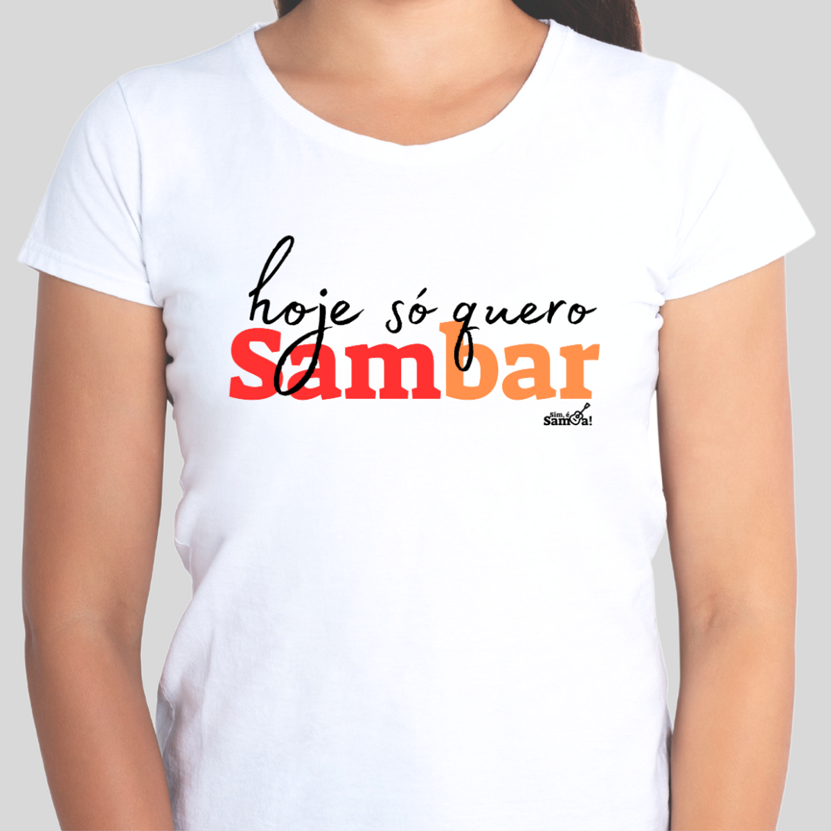 Nome do produto: Camiseta Baby Long Clássica Feminina - Hoje só Quero Sambar