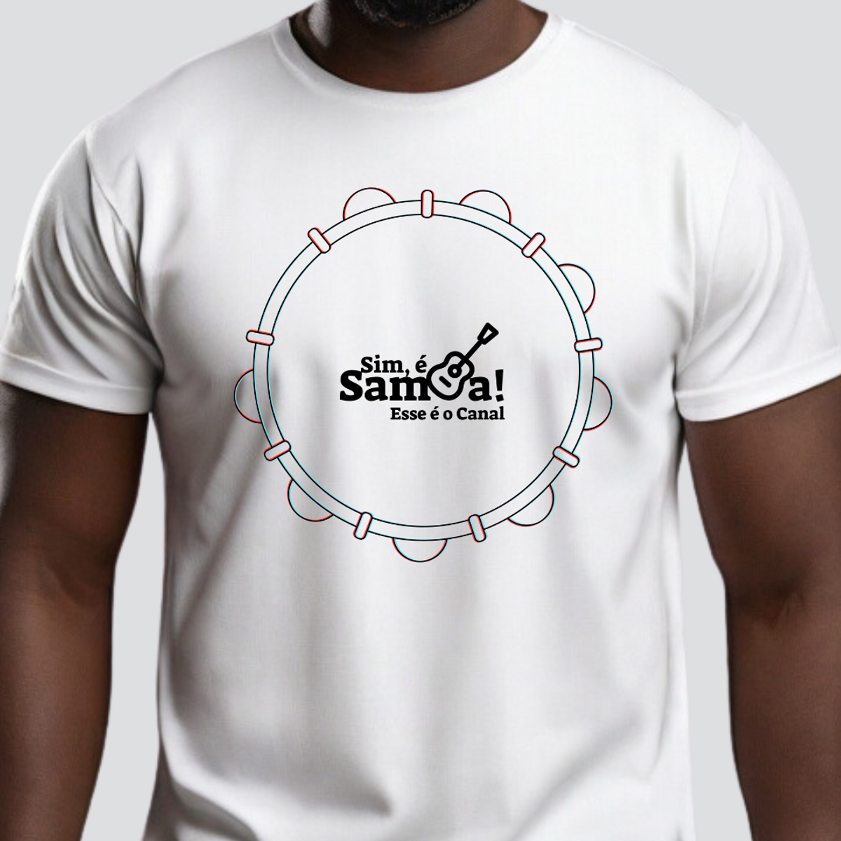 Nome do produto: Camiseta Clássica Masculina - Pandeiro Sim é Samba