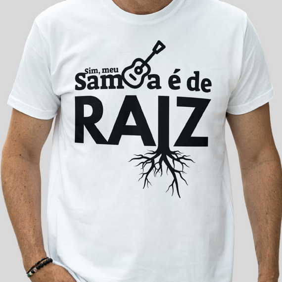 Camiseta Clássica Masculina - Sim Meu Samba é de Raiz