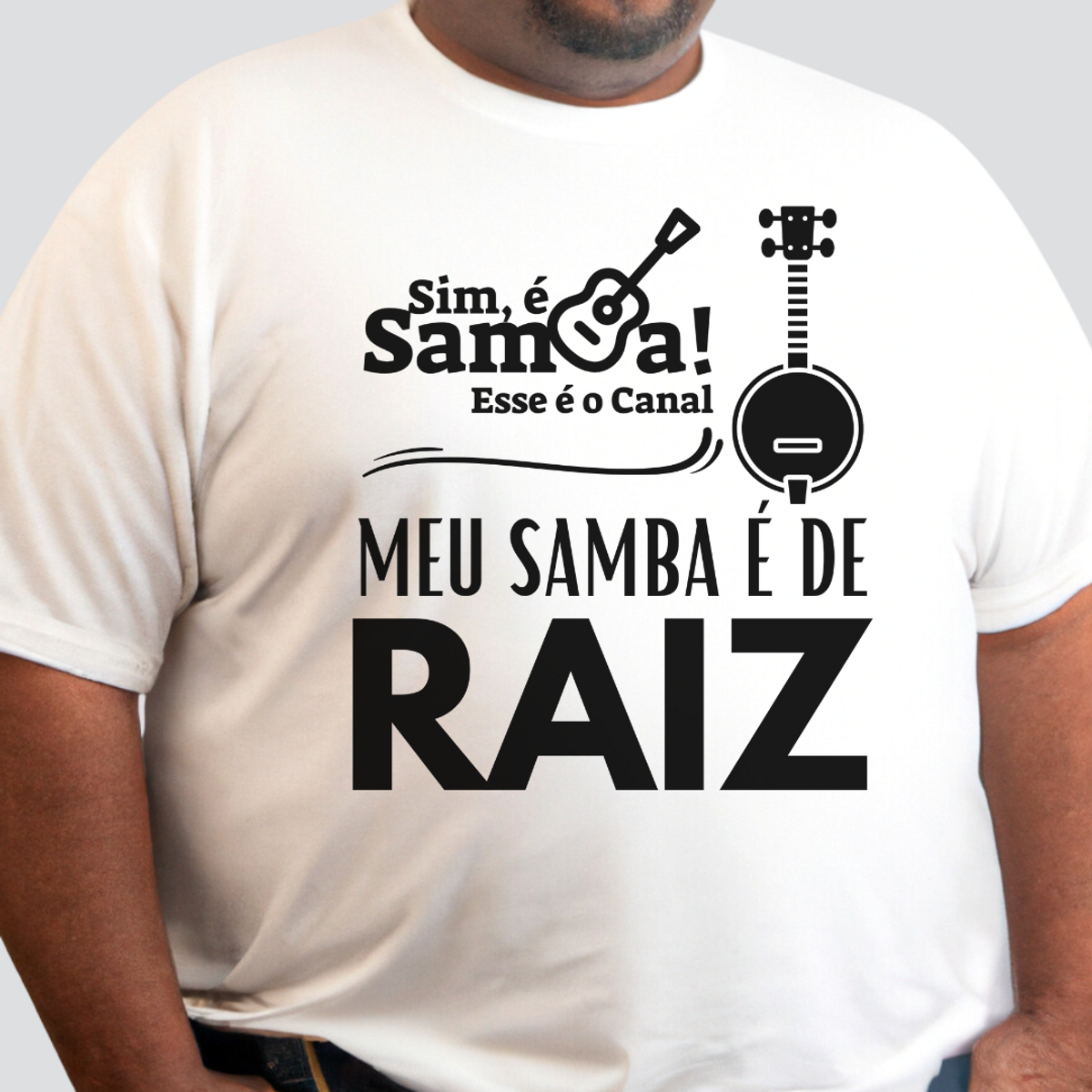 Nome do produto: Camiseta Plus Size - Meu Samba é de Raiz