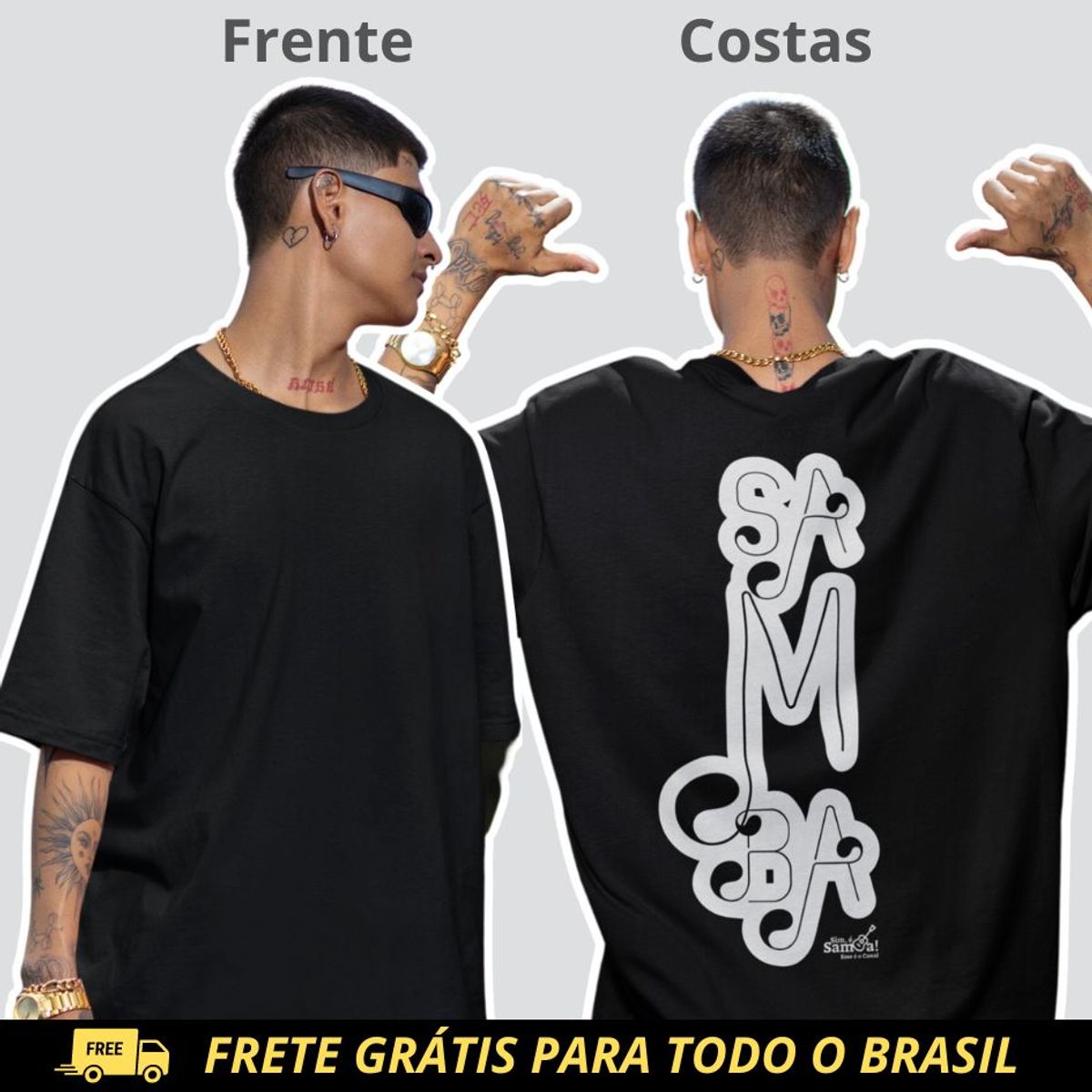 Nome do produto: Camiseta Masculina Oversized - Samba