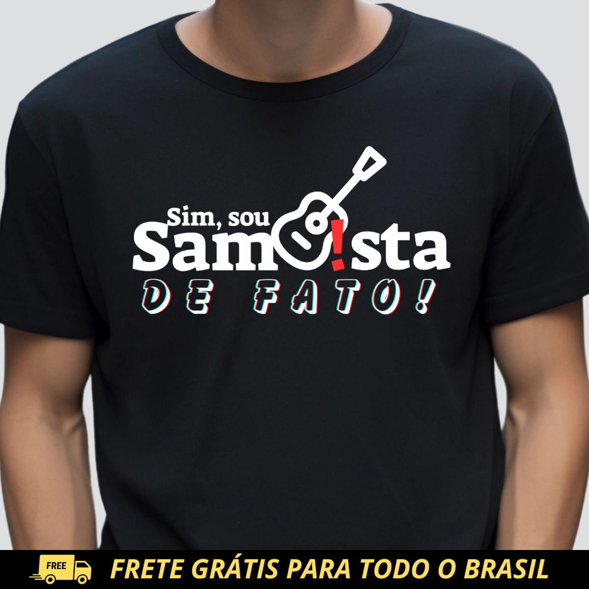 Nome do produto: Camiseta Clássica Masculina - Sim Sou Sambista de Fato