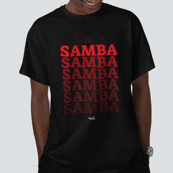 Camiseta Clássica Masculina - Sim é Samba Degradê