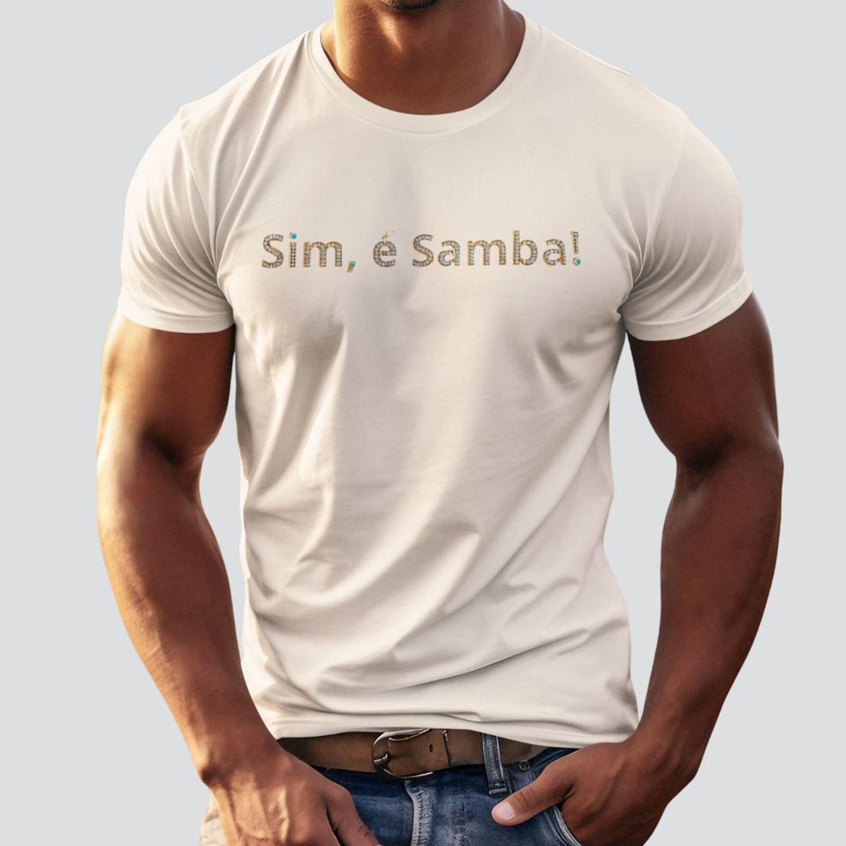 Nome do produto: Camiseta Pima Masculina Sim é Samba (Algodão Premium)