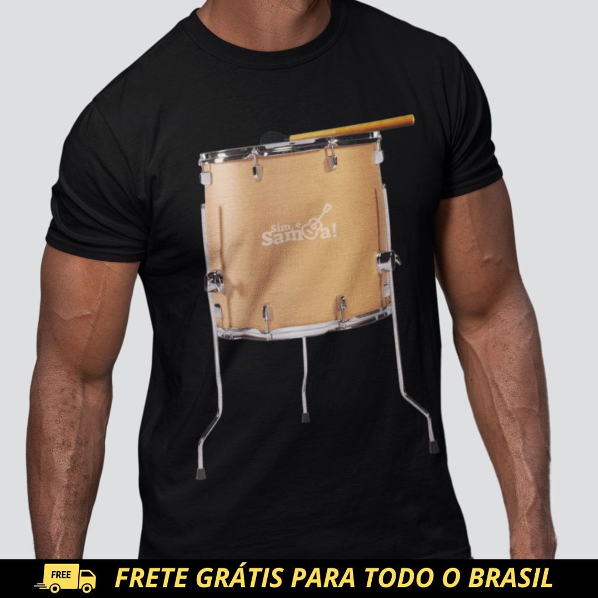 Nome do produto: Camiseta Quality Masculina - Surdo Sim é Samba