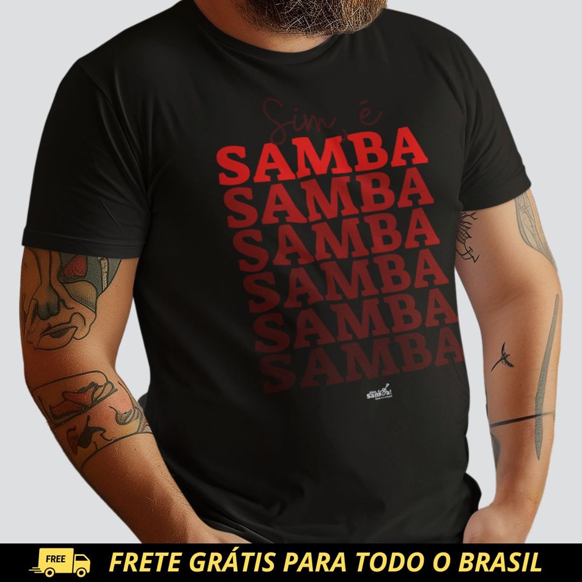 Nome do produto: Camiseta Plus Size - Sim é Samba Degradê