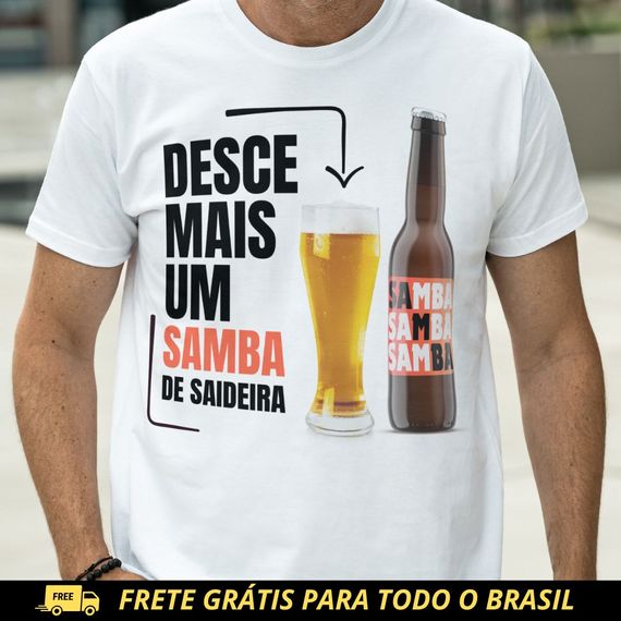 Camiseta Clássica Masculina - Desce Mais Um Samba de Saideira