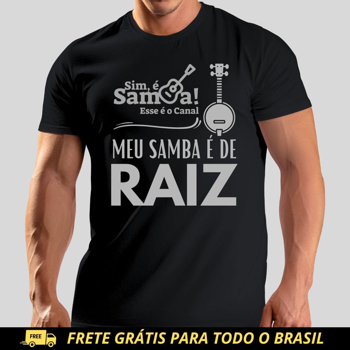 Nome do produto: Camiseta Prime Masculina - Meu Samba é de Raiz