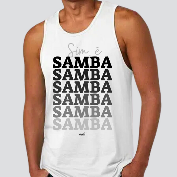 Camiseta Regata Masculina - Sim é Samba Degradê