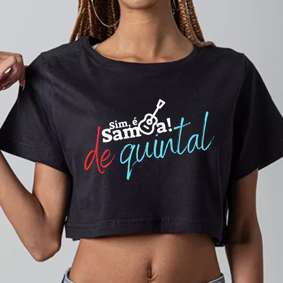 Camisa Cropped Feminina - Sim é Samba de Quintal