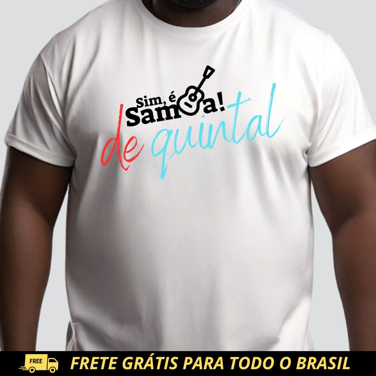 Nome do produto: Camiseta Plus Size - Sim é Samba de Quintal