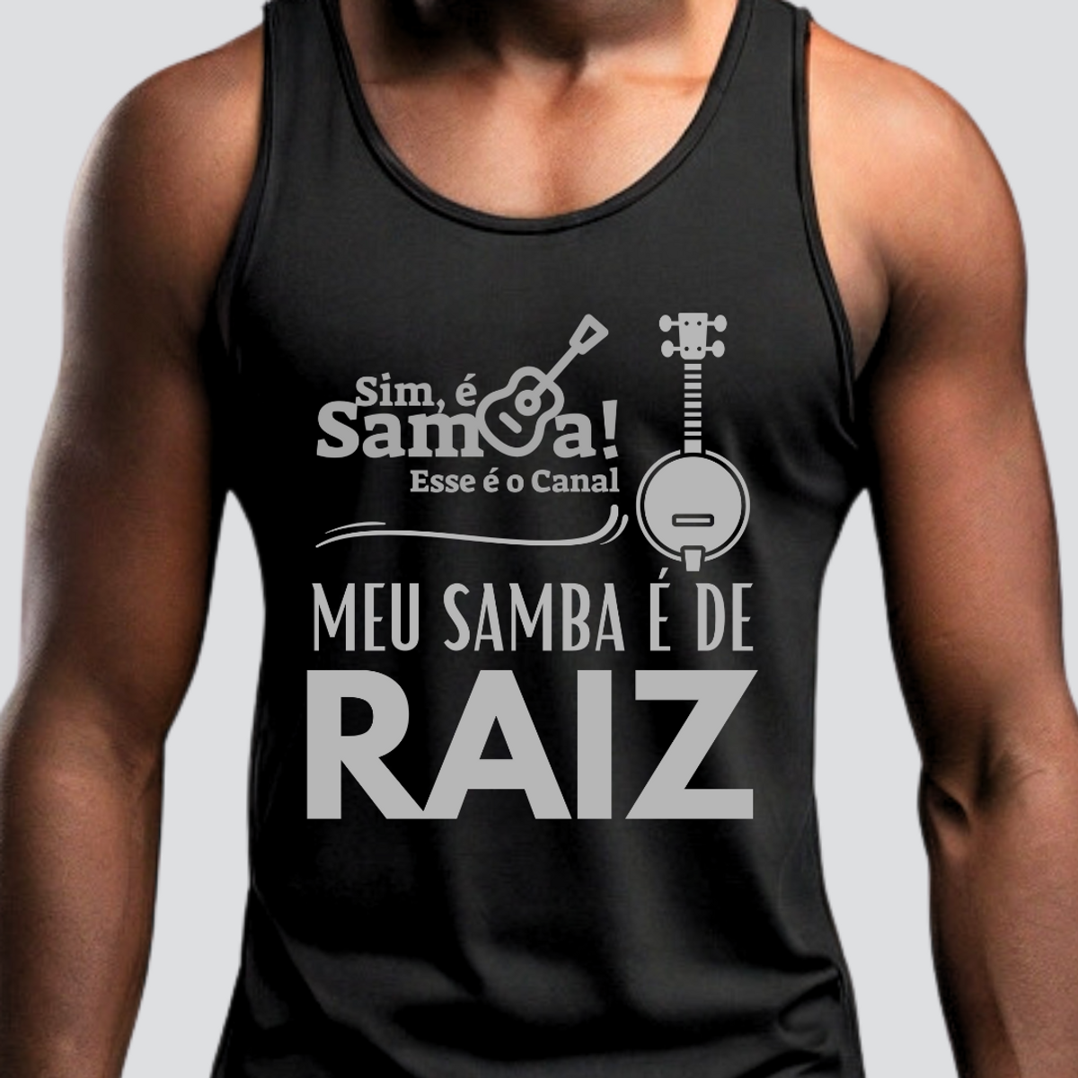 Nome do produto: Camiseta Regata Masculina - Meu Samba é de Raiz