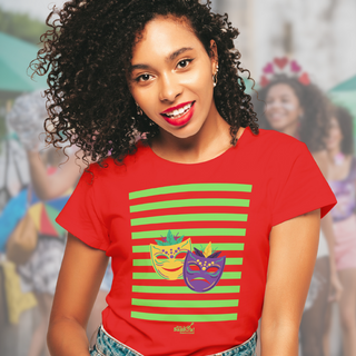 Nome do produtoCamiseta Baby Long Clássica Feminina - Carnaval Vermelha e Verde