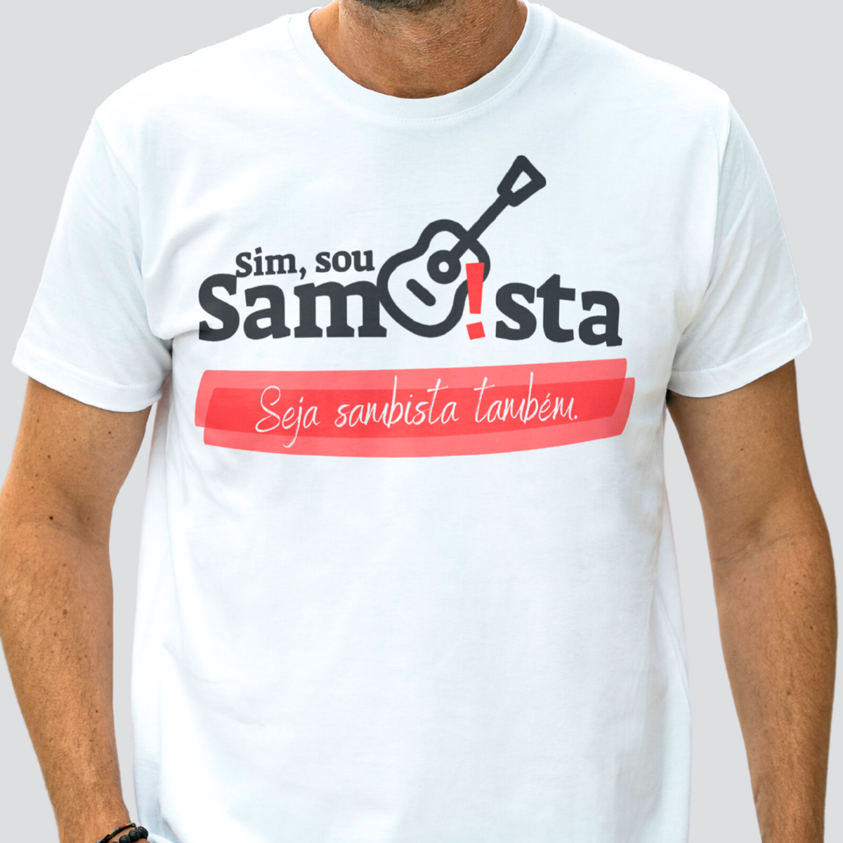 Nome do produto: Camiseta Clássica Masculina - Sim Sou sambista Seja Sambista Também