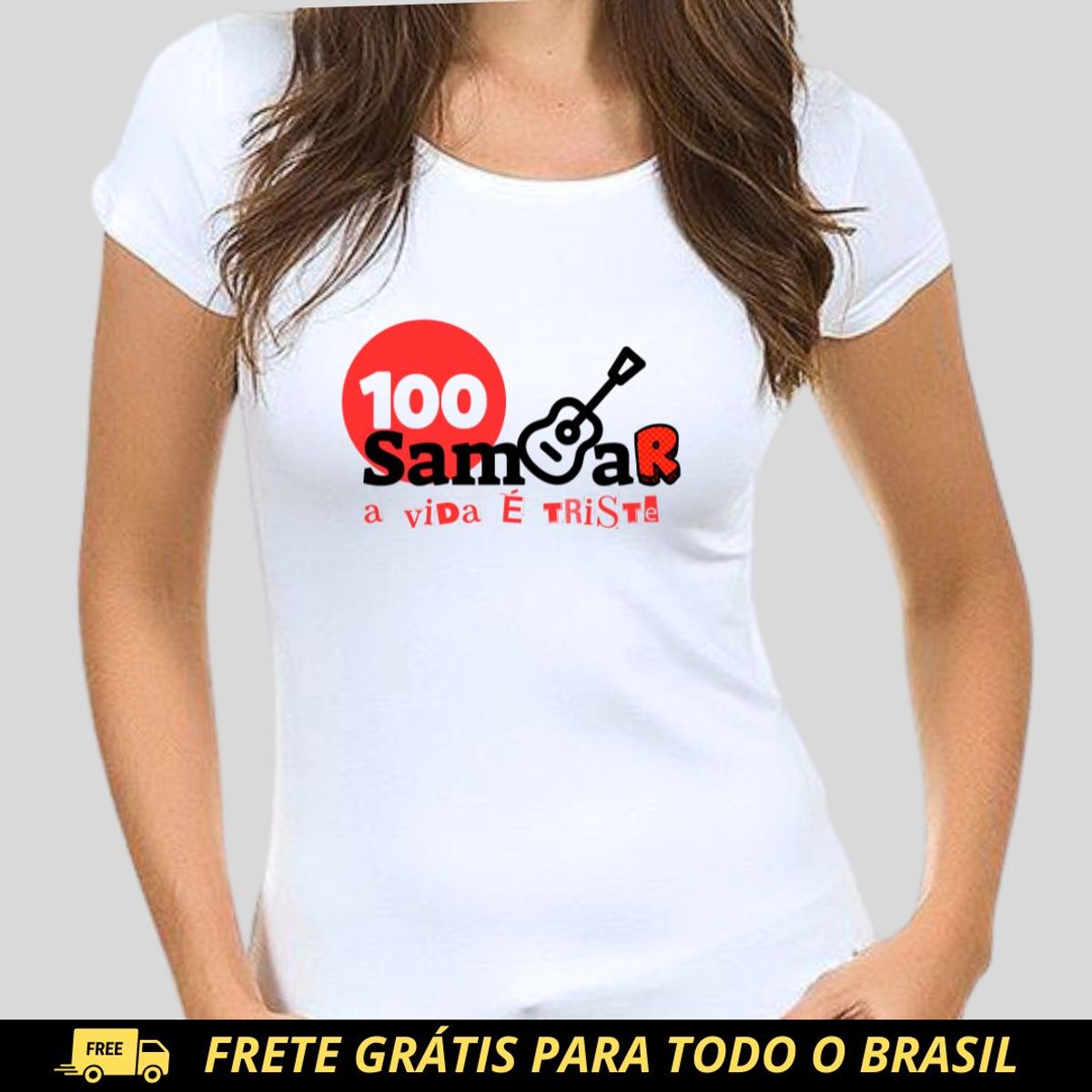 Nome do produto: Camiseta Baby Long Feminina - Sem Sambar a Vida é Triste