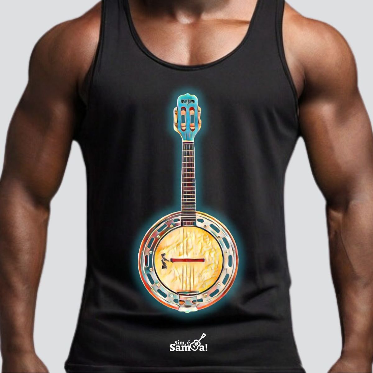 Nome do produto: Camiseta Regata Masculina - Banjo Sim é Samba